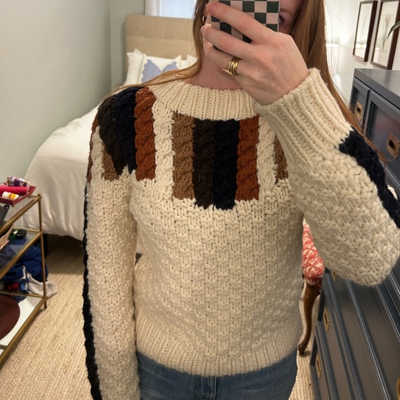 Sea Aspen Chunky Hand-Knit Wool Sweater - Picture 3 of 11